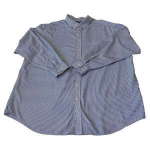 Roundtree & Yorke Button Men Button Down Shirt 3XT Blue Stripes Long Sleeve